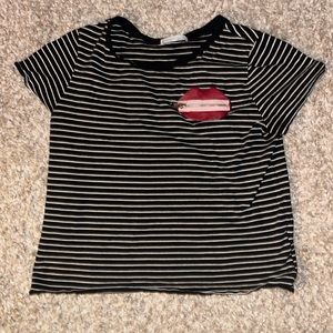 ZARA Trafaluc Striped Lip Pocket Decal